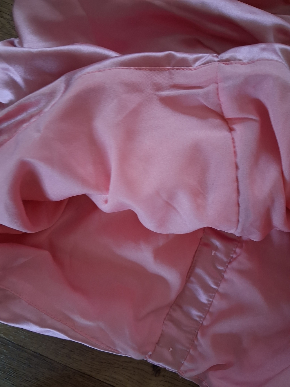Satin Pink Ruched Puff Sleeve Mini Dress - Picture 5 of 5